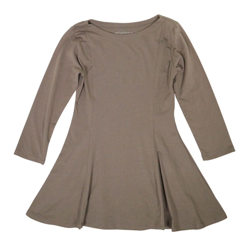 Matthildur Tunic Top Fit and Flare Pima Cotton Lycra Brown Quiet Luxury Women S